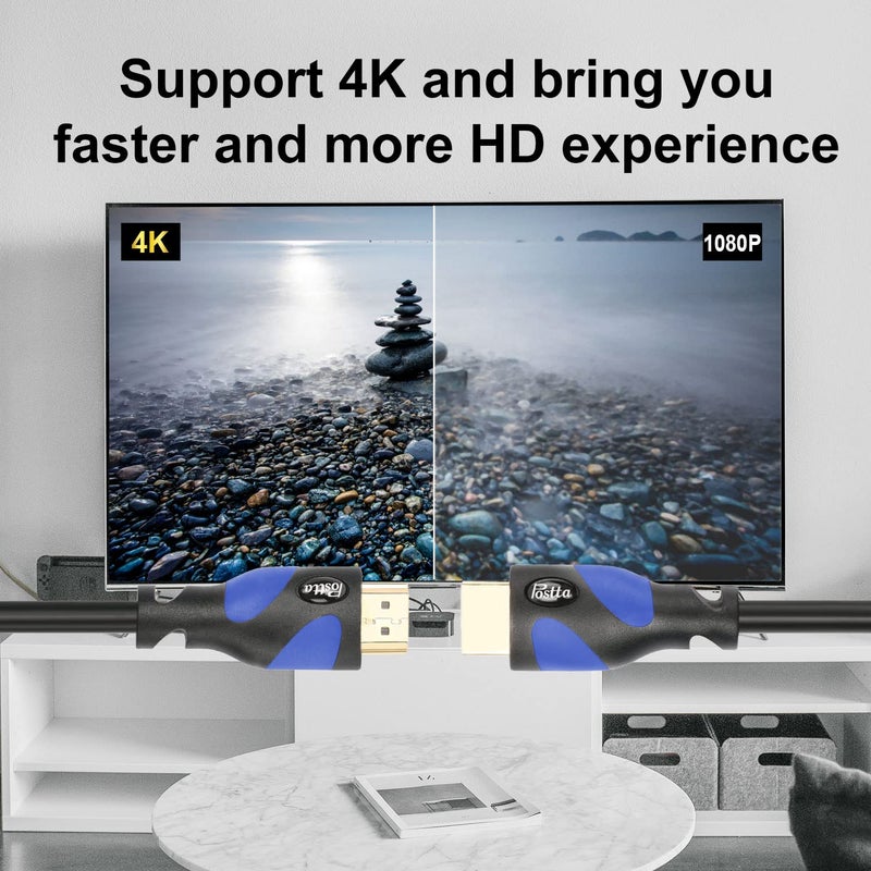 Postta HDMI Cable(40 Feet Blue) HDMI 2.0V Support 4K 2160P,1080P,3D,Audio Return and Ethernet -1 Pack - Image 4